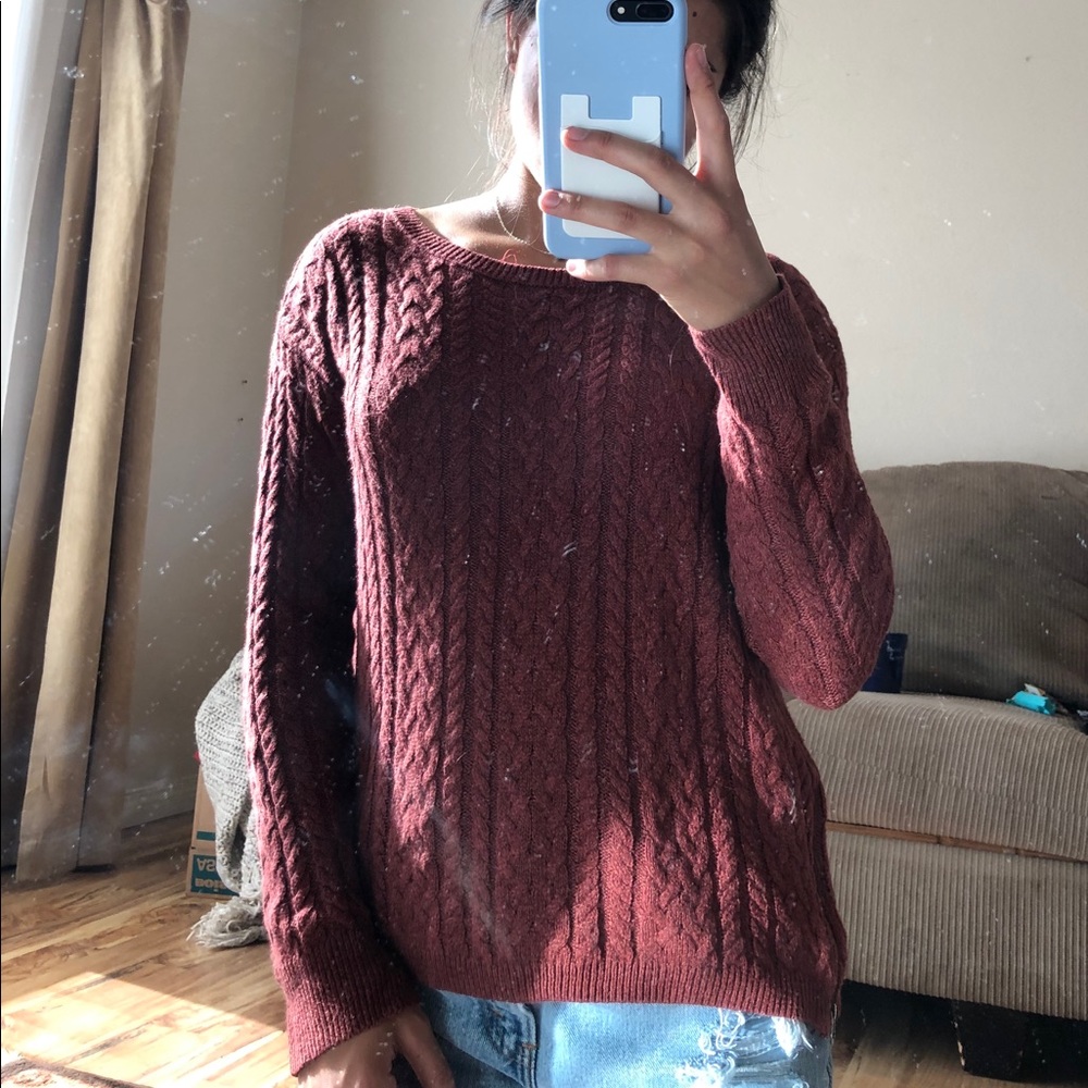 Rust orange cable knit American Eagle sweater